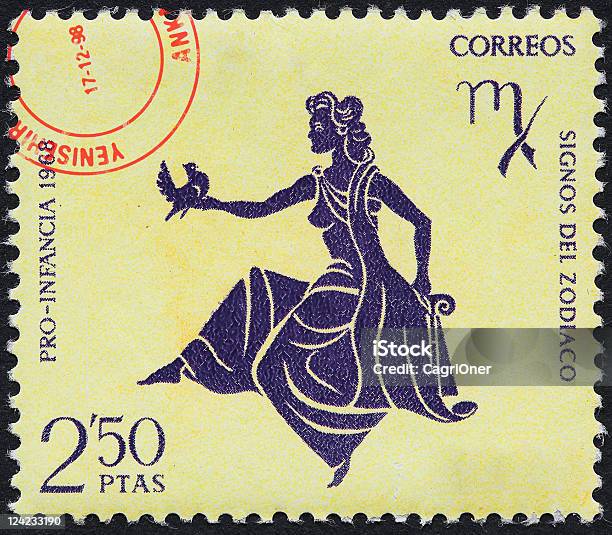 Zodiac Sign Stamp Virgo Stock Photo - Download Image Now - Fortune Telling, Virgo, Astrology Sign