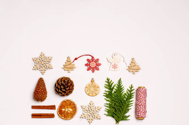 istock Christmas or New Year White background with festive decor. 1242347997