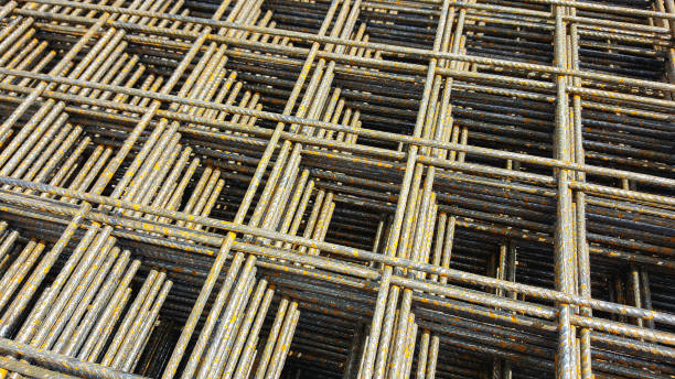 istock Thick reinforcement wires, stacked in a mesh shape 1242400386