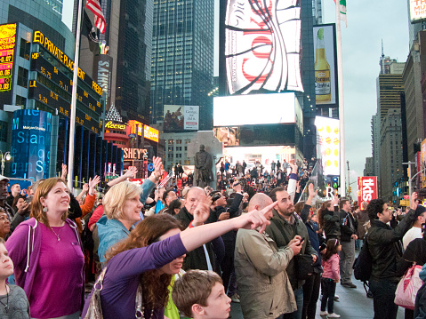 New York, NY, United States - October 26th, 2012: People enjoy Times Square.