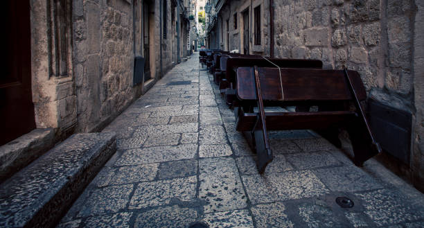 istock empty street in Dubrovnik Croatia 1242464411