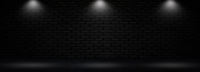 Black texture with cement and brick wall studio room , interior texture for display products,wall background.\