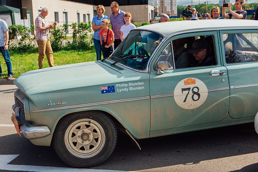 Novokuznetsk, Russia-June, 14 2019: The 7th Peking to Paris Motor Challenge is unique in the motoring world a true endurance motor rally following in the wheel-tracks of the original pioneers of 1907