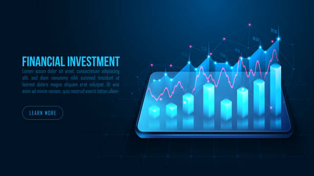 istock Isometric stock or forex trading graph on a smartphone in futuristic concept 1242639131