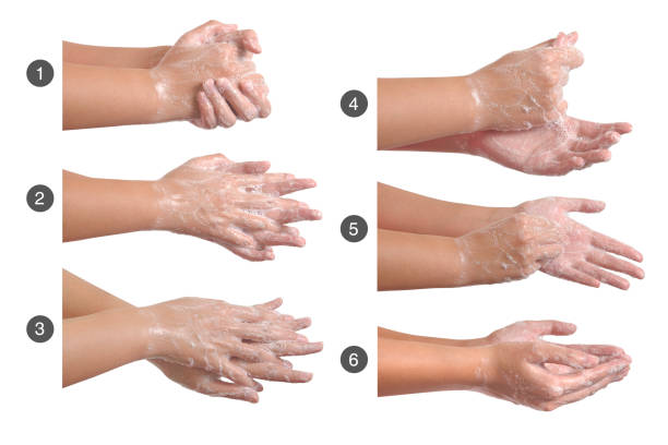 istock Washing hands isolated on white background 1242659580