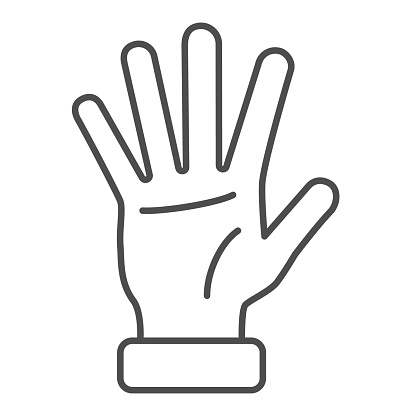 Five fingers gesture thin line icon, hand gestures concept, greeting sign on white background, palm icon in outline style for mobile concept and web design. Vector graphics