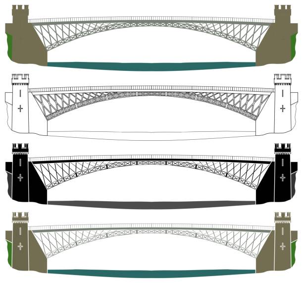 illustrations, cliparts, dessins animés et icônes de pont de craigellachie dans la vue avant - bridge stone bridge vector arch bridge