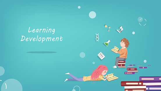 Lesson Development Cartoon Education Learning Skill And Development Children Reading Book Cute ...