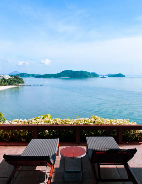 istock Daybed sun bed on balcony with ocean view, Phuket 1242772634