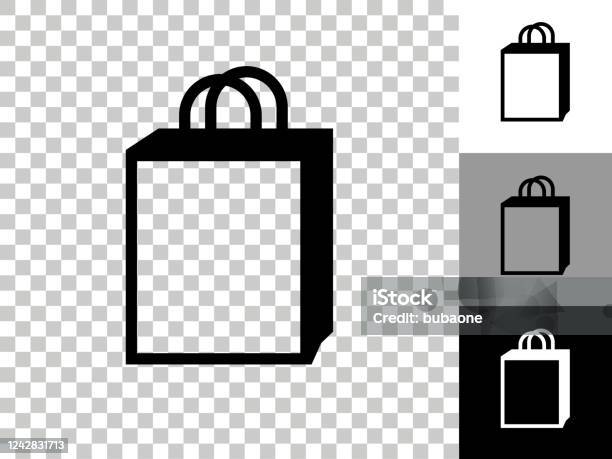 Shopping Bag Icon On Checkerboard Transparent Background Stock Illustration  - Download Image Now - iStock
