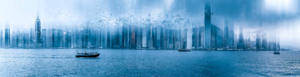 istock Abstract and horizontal Motion Hong Kong City View; 1242840221