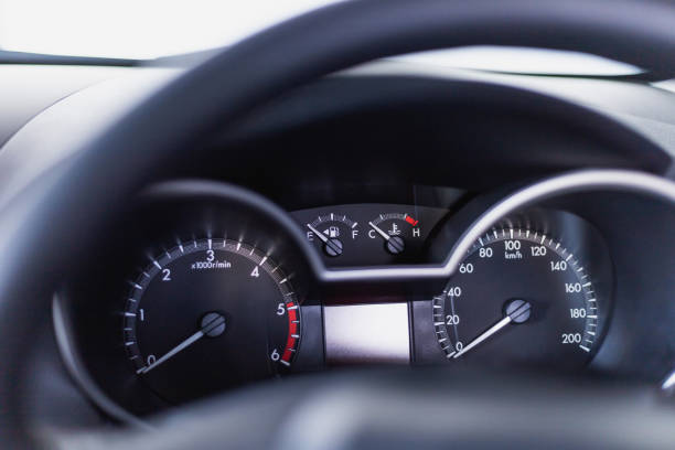 istock car dashboard auto digital fast speed meter number kilometer km for control driving console indicator, mode detail panel for automobile automotive transport image. 1242840770