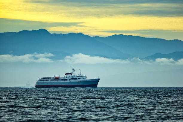 Container ship with container for import and export at sea