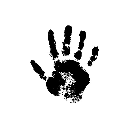 Vector handprint on a white isolated background.