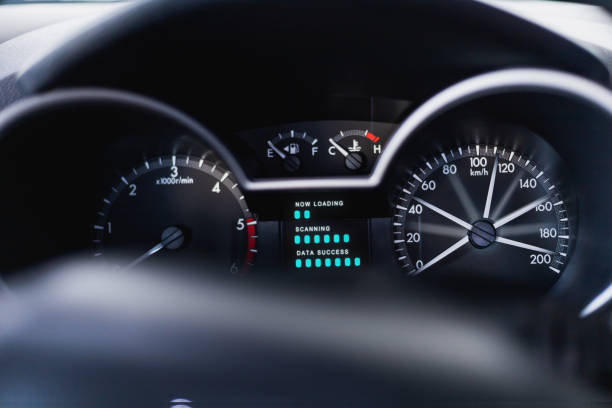istock This car dashboard auto digital fast speed meter number kilometer km for control driving console indicator, mode detail panel for automobile automotive transport image.