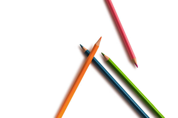 istock Pencils Orange, Green, Blue and Pink on White Background. 1242864474