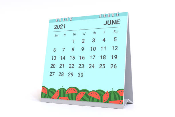 3D Rendering - Calendar for June 2021 with watermelon theme.