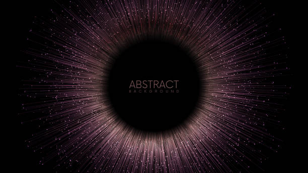 Rays or lines with glowing particles fly out of black hole. Easy to change colors Rays or lines with glowing particles fly out of black hole. Abstract vector background with place for your content. Easy to change colors iris eye stock illustrations