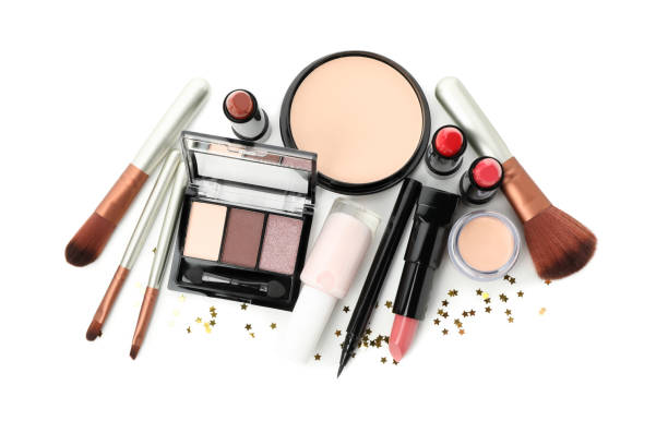 istock Different makeup cosmetics isolated on white background. Female accessories 1242899452