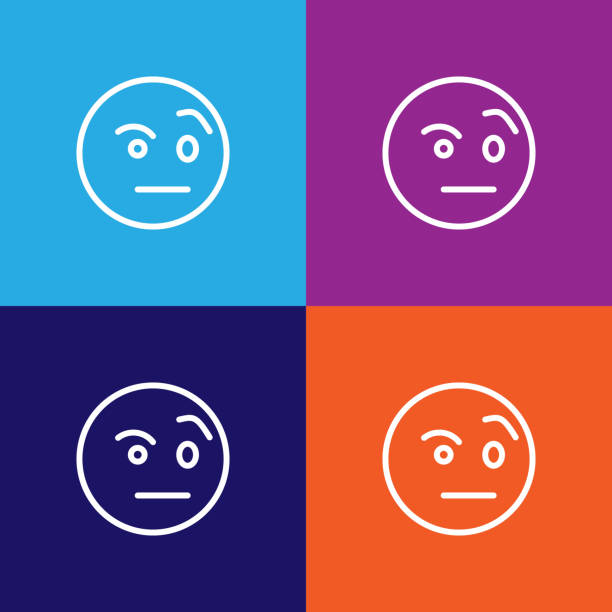 Suspicious emoji outline icon. Signs and symbols can be used for web, logo, mobile app, UI, UX Suspicious emoji outline icon. Signs and symbols can be used for web, logo, mobile app, UI, UX on colored background jealous ex girlfriend stock illustrations
