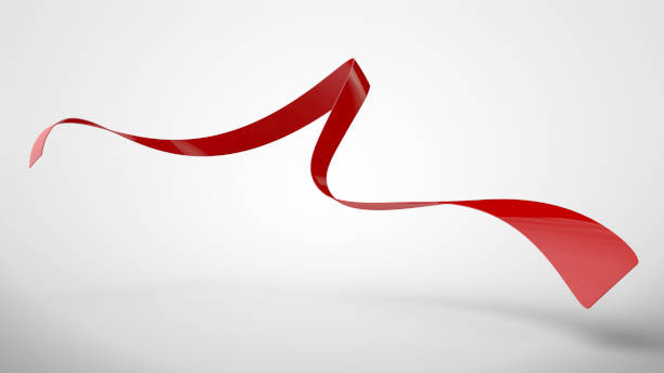 Red curled ribbon on white background Red curled ribbon on white background curled up photos stock pictures, royalty-free photos & images