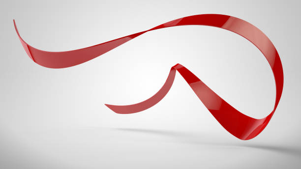 istock Red curled ribbon on white background 1242924245