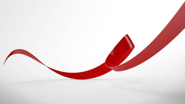 istock Red curled ribbon on white background 1242924782