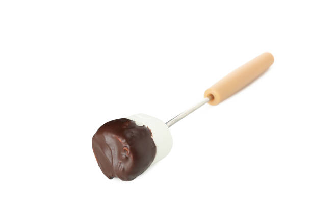 istock Marshmallow in chocolate isolated on white background 1242947003