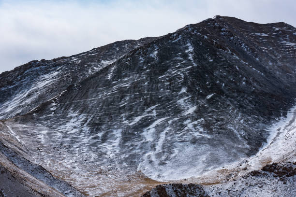 istock lanscape with barren mountain which is covered with ice 1242974563