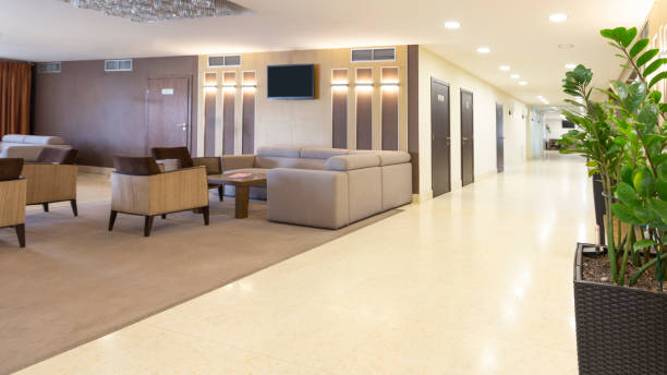 istock Interior of hotel corridor and waiting room. 1242992326