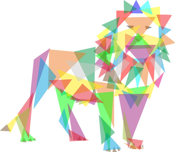 cat lion colored glass triangle vector - cat colored glass triangle - isolated on background czech lion stock illustrations