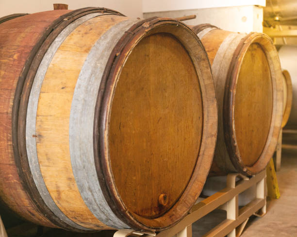 istock Barrels in the wine cellar 1243009912