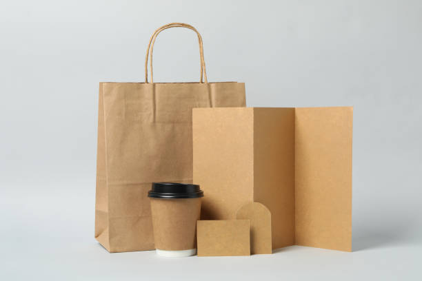 istock Food delivery or business mockup on light gray background, space for text 1243019893