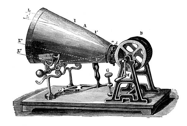 Antique illustration: Phonograph Antique illustration: Phonograph recording studio illustrations stock illustrations