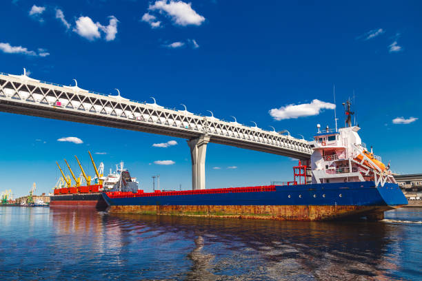 istock old large cargo ship in a river port 1243059898