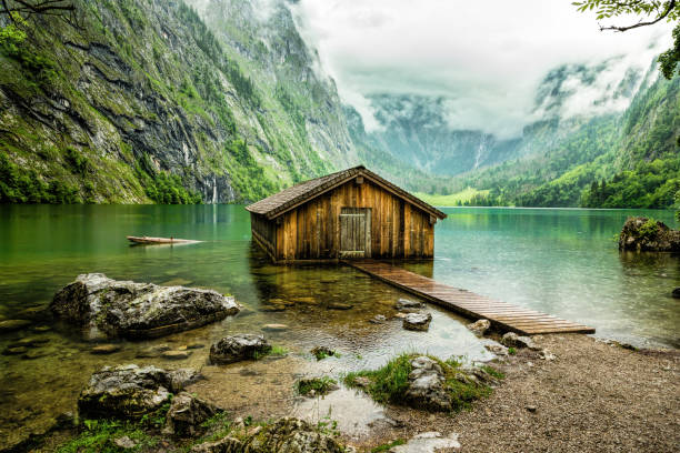 bootshaus am obersee - konigsee stock-fotos und bilder