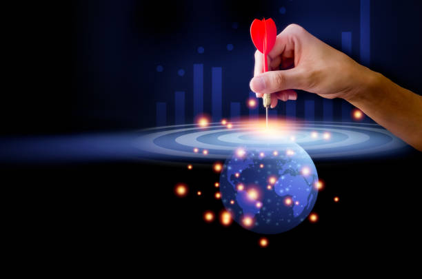 istock Targeting the business concept, business development to success target on world and graph  growing concept. 1243071885