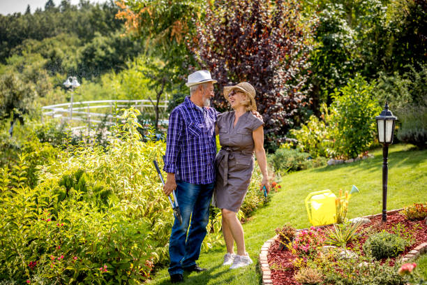 istock Senior couple standing in backyard 1243073985