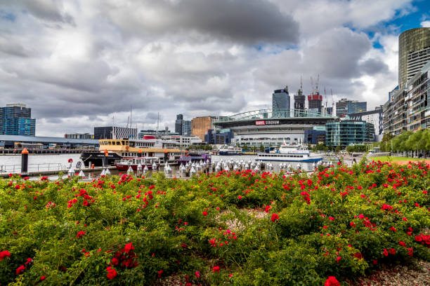 Melbourne, Australia - 18th February 2020: Docklands with the Marvel stadium and its surroundings.