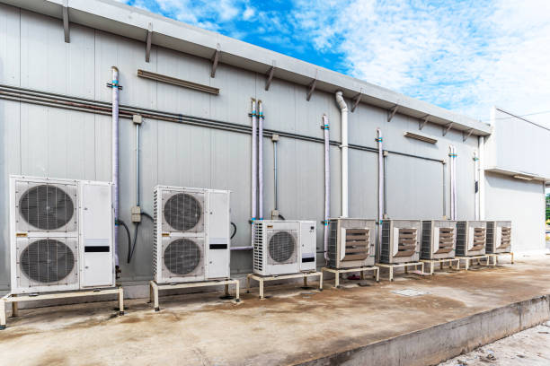 istock Air conditioning cooling system Building technology, laying hot air ventilation systems 1243097937