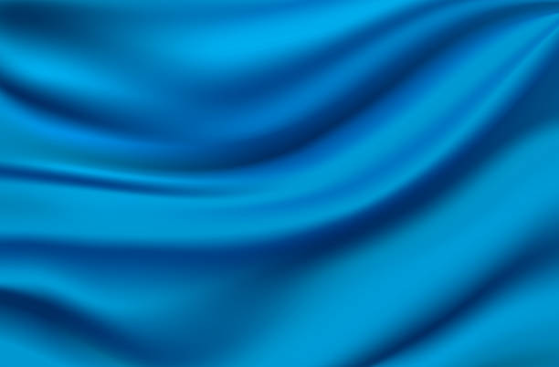 синий атласный шелк роскошный материал ткань фон. вектор - swirl blue textile backgrounds stock illustrations