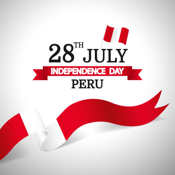 ilustrações, clipart, desenhos animados e ícones de dia da independência do peru. - bandeira do peru