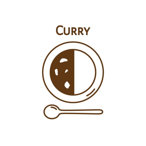 illustrations, cliparts, dessins animés et icônes de illustration d’icône isolée de vecteur de riz de curry. - panang curry