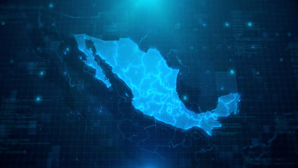 Map of Mexico with states and regions on blue digital background Map of Mexico with states and regions on blue digital background
All source data is in the public domain: 
https://www.naturalearthdata.com/downloads/10m-cultural-vectors/ country geographic area photos stock pictures, royalty-free photos & images