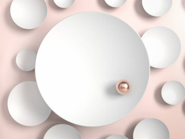 istock Abstract image of golden pearl on white plate or disk over pink background. 3D illustration. Background or mockup for cosmetics or fashion. Use for product identity, branding and presenting. Place your object or product on pedestal. 1243144776