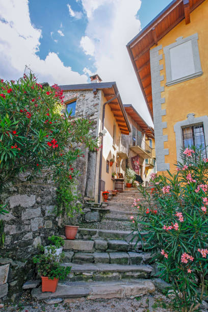View of Fishermen Island, on Lake Maggiore , Piedmont region, north Italy