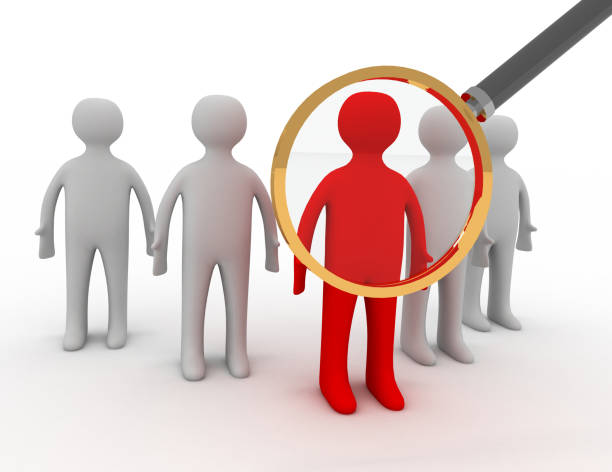 istock 3d people - man, person and a big magnifier. 1243206586