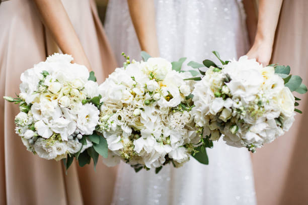 istock Wedding bouquets holding in hands. 1243228089