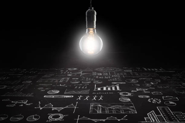 istock Business - sketch with schemes and graphs on chalkboard 1243246227
