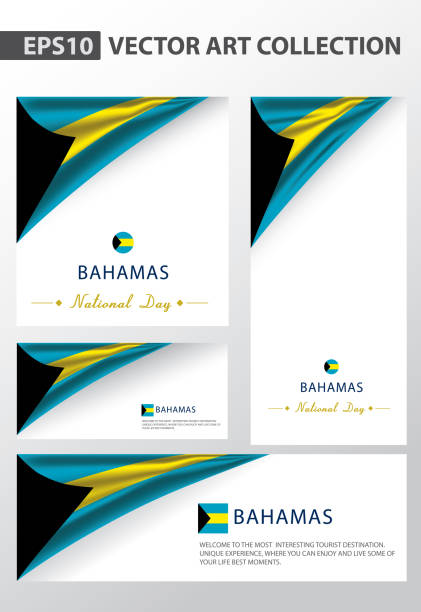 illustrazioni stock, clip art, cartoni animati e icone di tendenza di collezione di sfondo colori bahamas, bandiera nazionale delle bahamas (vector art) - bahamian flag